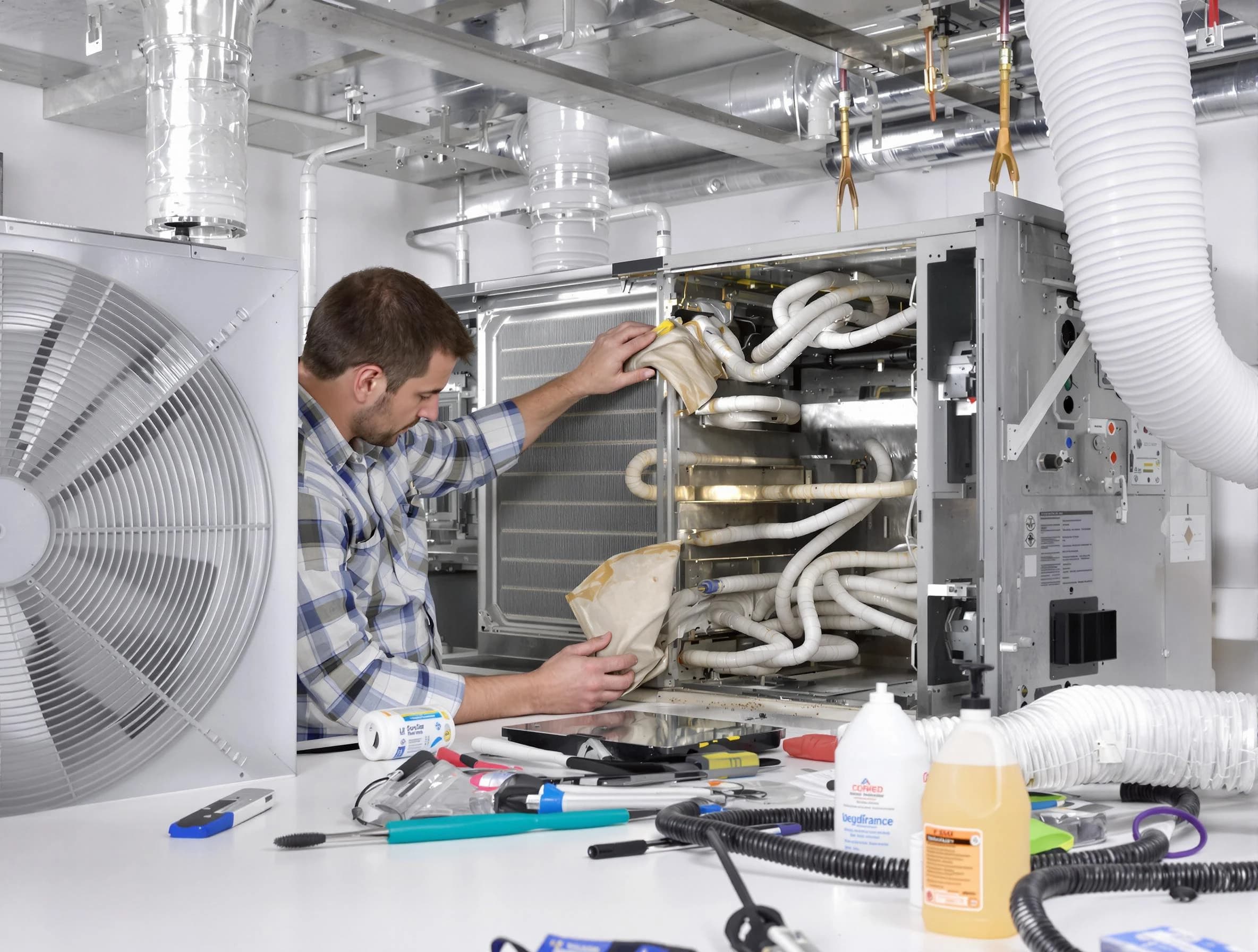 Economy Air Duct Cleaning specialist performing precision AC coil cleaning in Economy