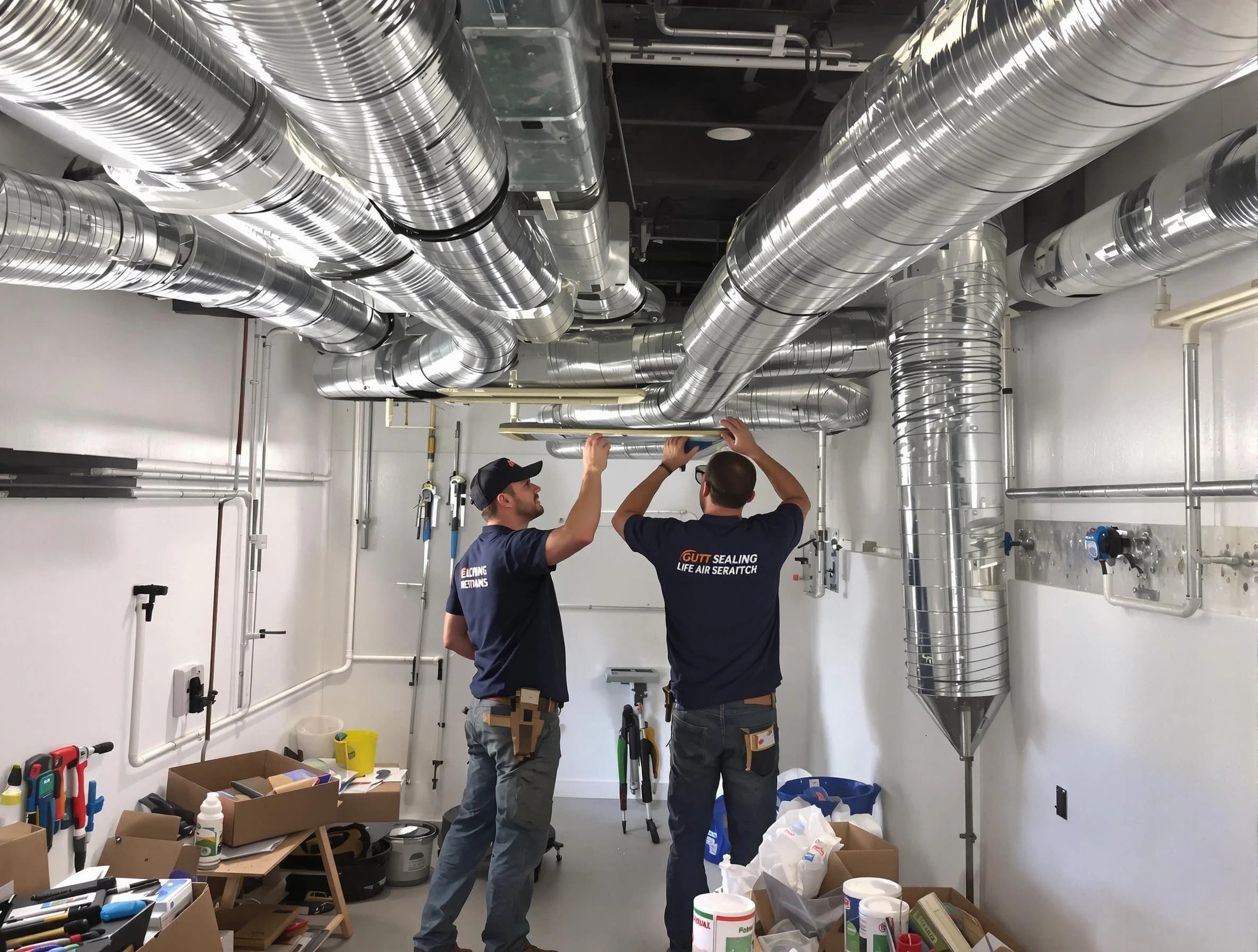 Economy Air Duct Cleaning technician applying professional duct sealing solutions in Economy