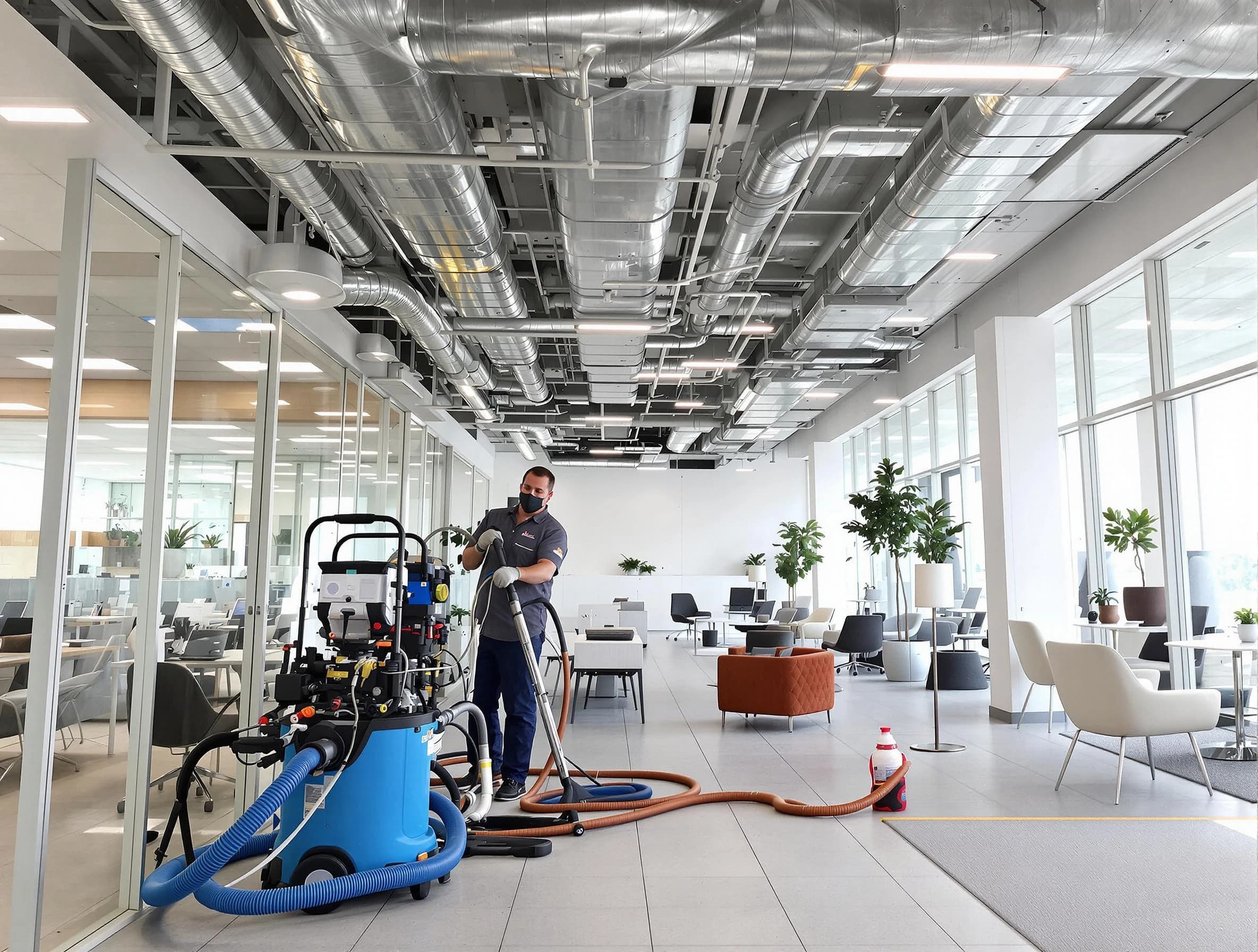 Economy Air Duct Cleaning team conducting comprehensive commercial duct cleaning at a business location in Economy