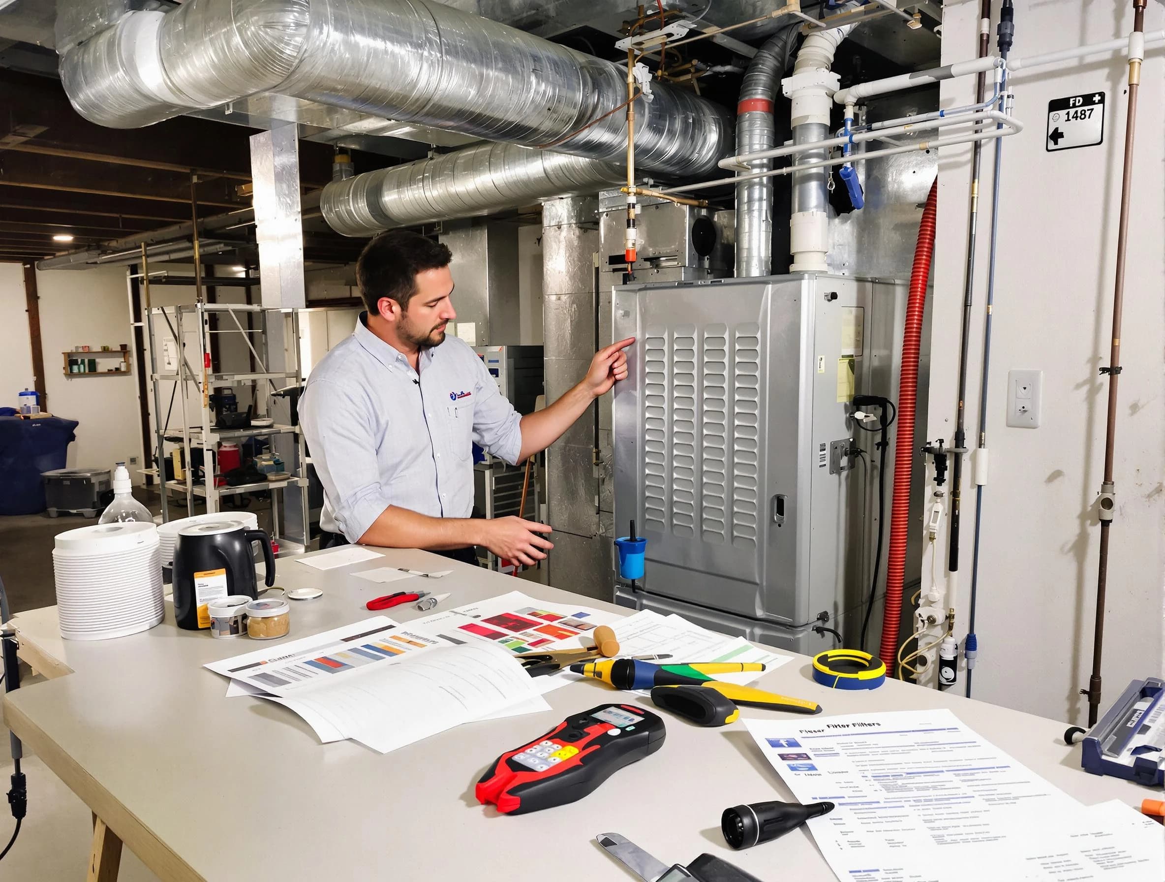 Economy Air Duct Cleaning inspector conducting detailed filter system evaluation using professional diagnostic tools in Economy