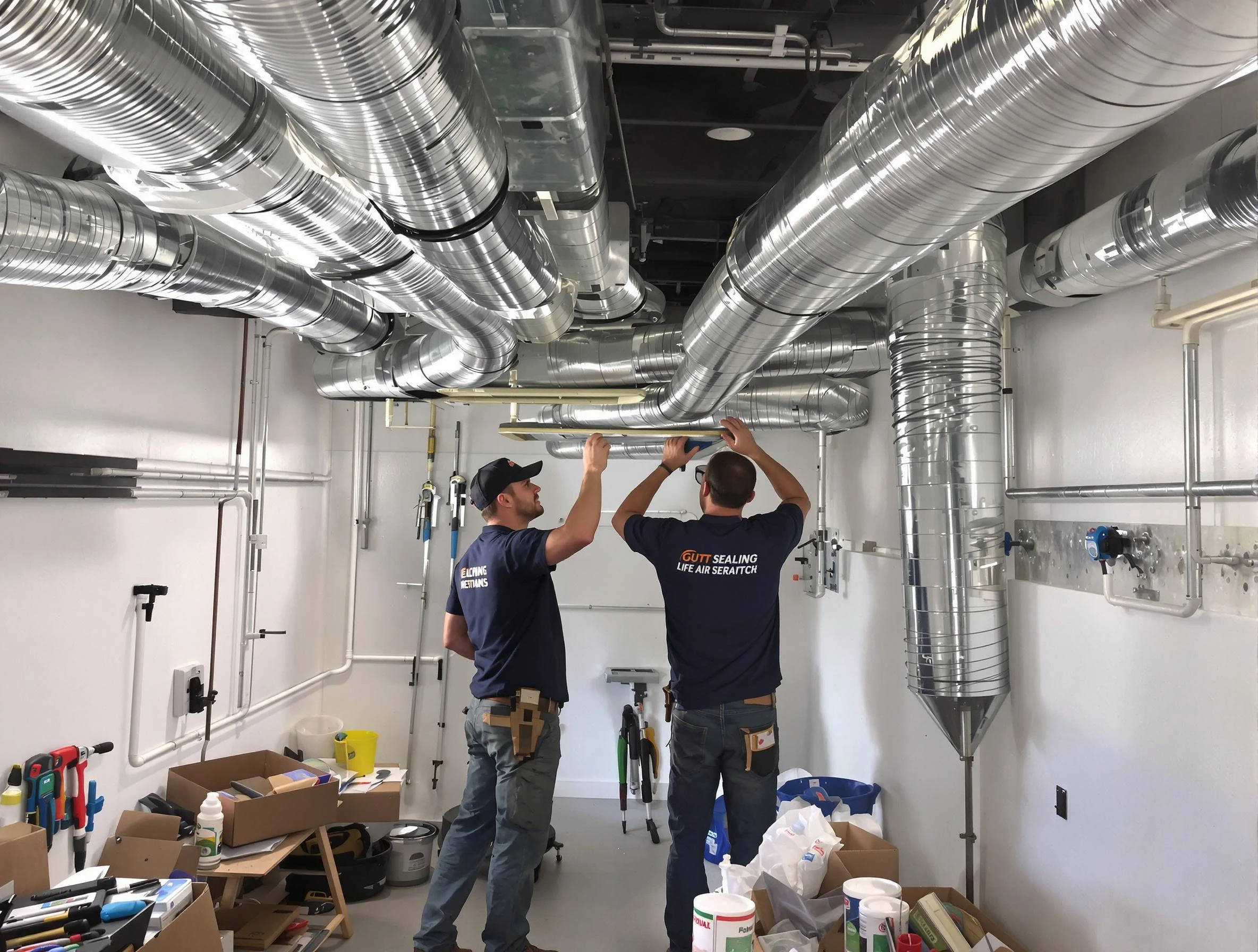 Economy Air Duct Cleaning technician applying professional duct sealing solutions in Economy